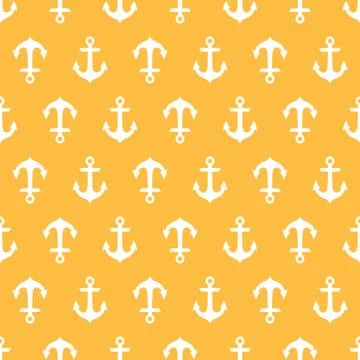 Yellow seamless pattern with anchors Stock Illustration