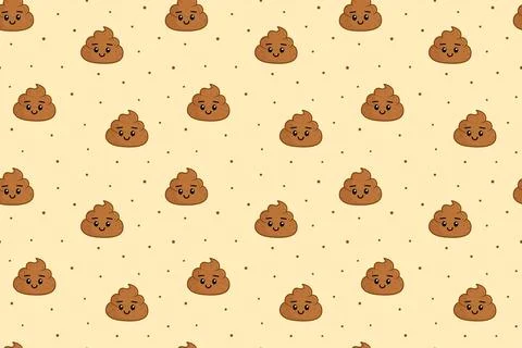 Yellow seamless pattern with cute poops. Poop. Vector background Stock Illustration