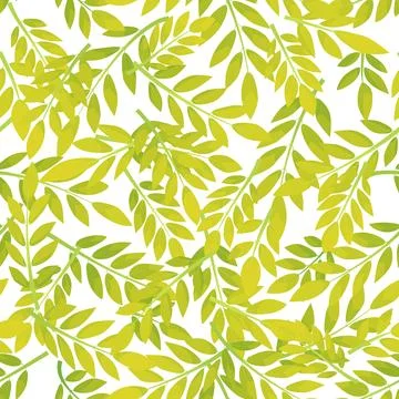 Yellow seamless pattern leafs on white background. Illustrazione stock