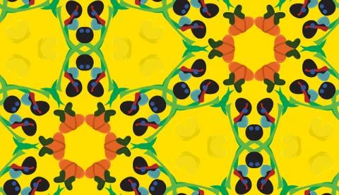 Yellow Seamless Pattern with Olive Shapes Stock Illustration