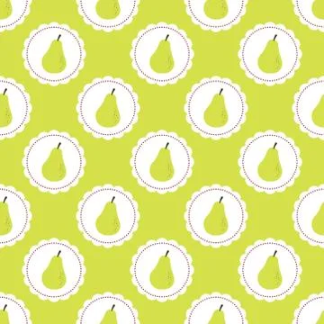 Yellow seamless pattern with pears Stock Illustration