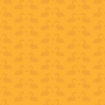 Yellow seamless pattern with swans and hearts Stock Illustration
