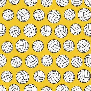 Yellow seamless pattern with volleyballs Stock Illustration