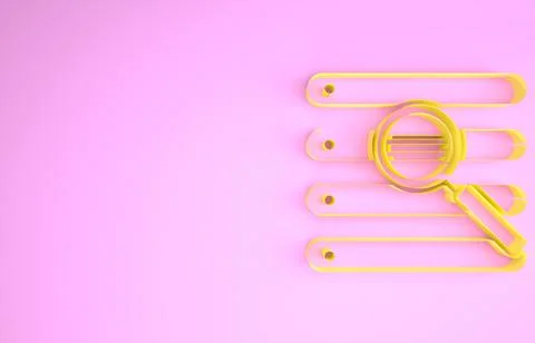 Yellow Search in a browser window icon isolated on pink background. Minimalis Ilustración de archivo