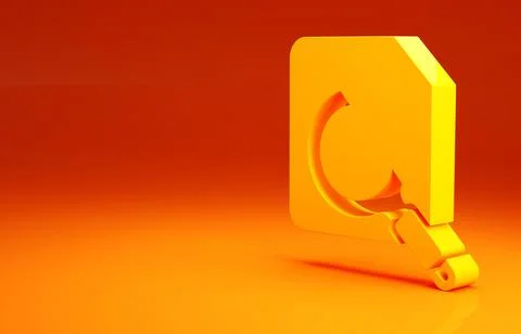 Yellow Search concept with folder icon isolated on orange background. Magnify Stock Illustration