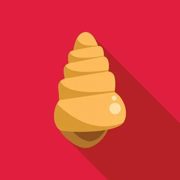 Yellow seashell casting long shadow on red background Stock Illustration