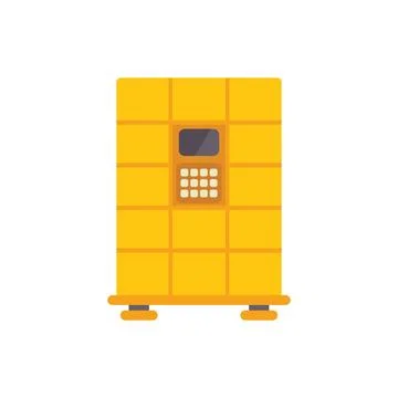 Yellow secure parcel delivery locker with electronic lock displaying receiving Stock Illustration