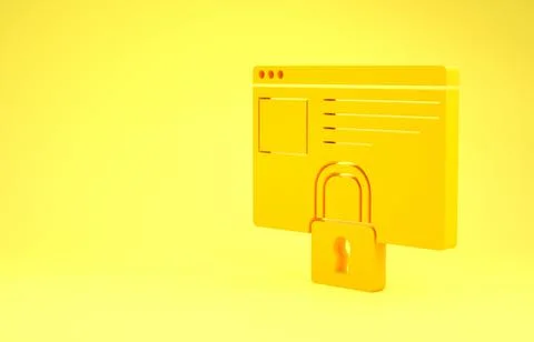 Yellow Secure your site with HTTPS, SSL icon isolated on yellow background. I 库存插图