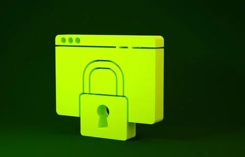 Yellow Secure your site with HTTPS, SSL icon isolated on green background. In 스톡 일러스트