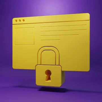 Yellow Secure your site with HTTPS, SSL icon isolated on purple background... Ilustración de archivo
