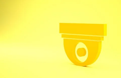 Yellow Security camera icon isolated on yellow background. Minimalism concept Stock Illustration