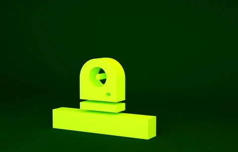 Yellow Security camera icon isolated on green background. Minimalism concept. Illustrazione stock