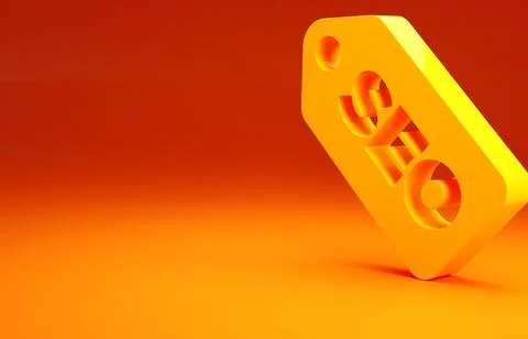Yellow SEO optimization icon isolated on orange background. Minimalism concep 스톡 일러스트