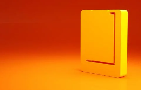 Yellow Server, Data report icon isolated on orange background. Minimalism con Stock Illustration
