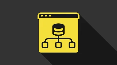 Yellow Server, Data, Web Hosting icon isolated on grey background. 4K Video Stock Footage 159343027