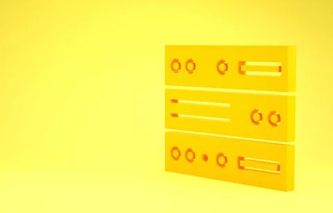 Yellow Server, Data, Web Hosting icon isolated on yellow background. Minimali Illustrazione stock