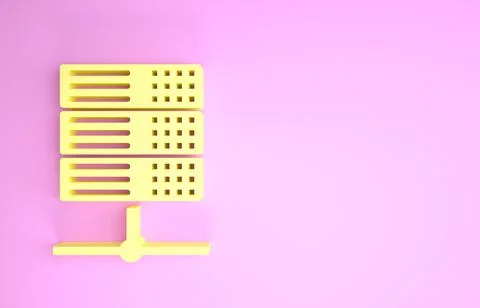 Yellow Server, Data, Web Hosting icon isolated on pink background. Minimalism Illustrazione stock