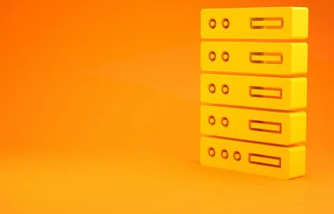 Yellow Server, Data, Web Hosting icon isolated on orange background. Minimali 스톡 일러스트