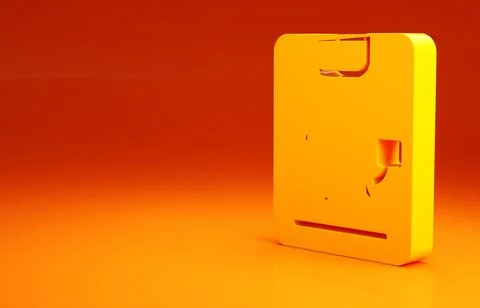 Yellow Server, Data, Web Hosting icon isolated on orange background. Minimali Stock Illustration