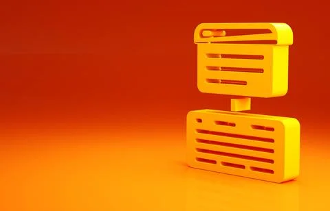 Yellow Server, Data, Web Hosting icon isolated on orange background. Minimali Illustrazione stock