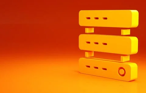 Yellow Server, Data, Web Hosting icon isolated on orange background. Minimali Illustrazione stock