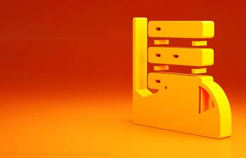 Yellow Server, Data, Web Hosting icon isolated on orange background. Minimali Illustrazione stock