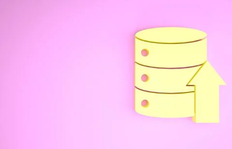 Yellow Server, Data, Web Hosting icon isolated on pink background. Minimalism Illustrazione stock