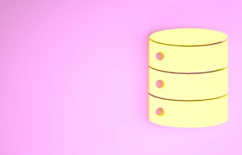 Yellow Server, Data, Web Hosting icon isolated on pink background. Minimalism Stock Illustration
