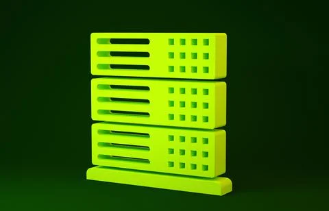Yellow Server, Data, Web Hosting icon isolated on green background. Minimalis 스톡 일러스트