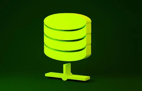 Yellow Server, Data, Web Hosting icon isolated on green background. Minimalis Illustrazione stock