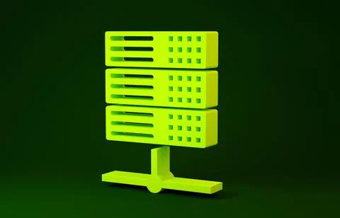 Yellow Server, Data, Web Hosting icon isolated on green background. Minimalis Stock Illustration