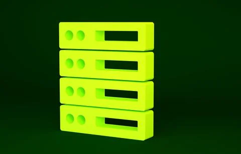 Yellow Server, Data, Web Hosting icon isolated on green background. Minimalis Stock Illustration
