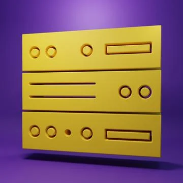 Yellow Server, Data, Web Hosting icon isolated on purple background. Minima.. 写真素材