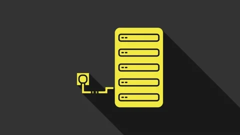 Yellow Server icon isolated on grey background. Adjusting app, service concept Stock Footage 147700010