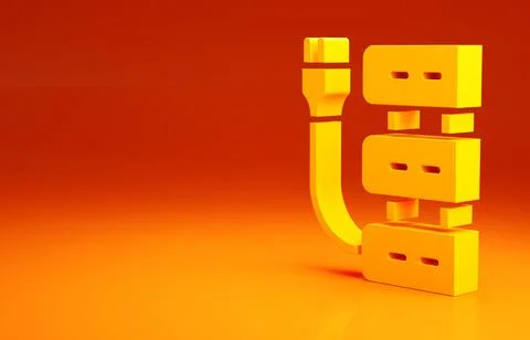 Yellow Server icon isolated on orange background. Adjusting app, service conc Illustrazione stock