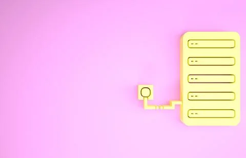 Yellow Server icon isolated on pink background. Adjusting app, service concep Illustrazione stock
