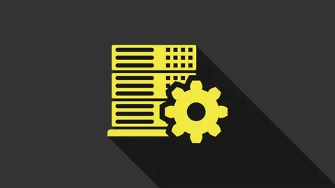 Yellow Server setting icon isolated on grey background. 4K Video motion graphic Stock Footage 147692752