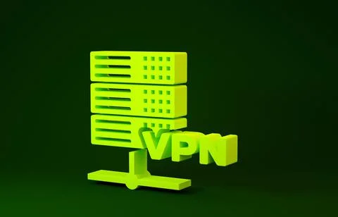 Yellow Server VPN icon isolated on green background. Minimalism concept. 3d i 스톡 일러스트