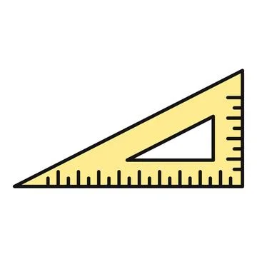 Yellow set square measuring tool geometry supplies Stock Illustration