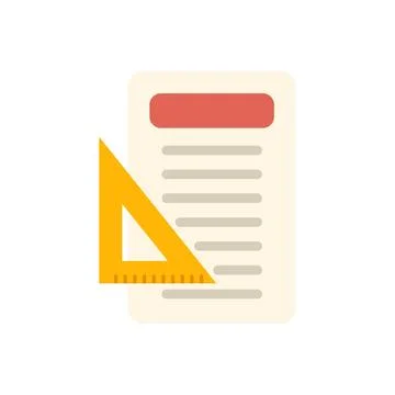 Yellow set square overlaying a document with text and red header 스톡 일러스트