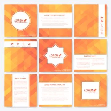 Yellow set of square template brochure. Business, science, medicine and Stock Illustration
