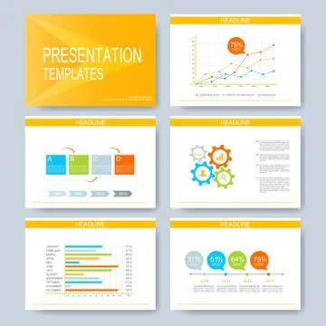 Yellow set of vector templates for multipurpose presentation slides. Modern Stock Illustration