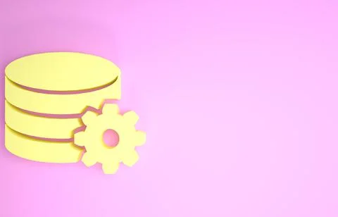 Yellow Setting database server icon isolated on pink background. Database Cen イラスト素材