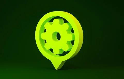 Yellow Setting icon isolated on green background. Tools, service, cog, gear,  Stock Illustration