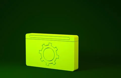 Yellow Setting icon isolated on green background. Adjusting, service, mainten Stock Illustration