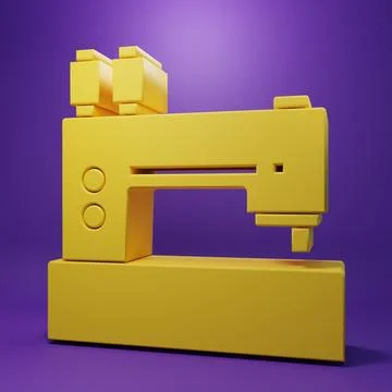 Yellow Sewing machine icon isolated on purple background. Minimalism concep.. Stock Illustration