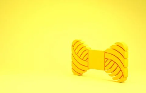 Yellow Sewing thread on spool icon isolated on yellow background. Yarn spool. Stock Illustration