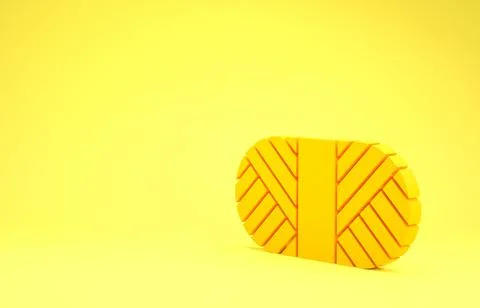 Yellow Sewing thread on spool icon isolated on yellow background. Yarn spool. Stock Illustration