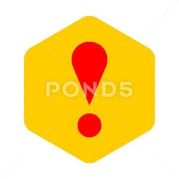 Yellow sexangle exclamation mark icon warning sign Stock Illustration