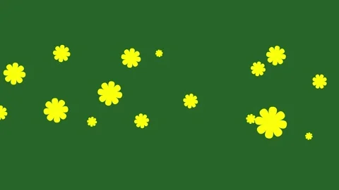 Yellow shape abstract flowers on green meadow background Stock Footage 314042935